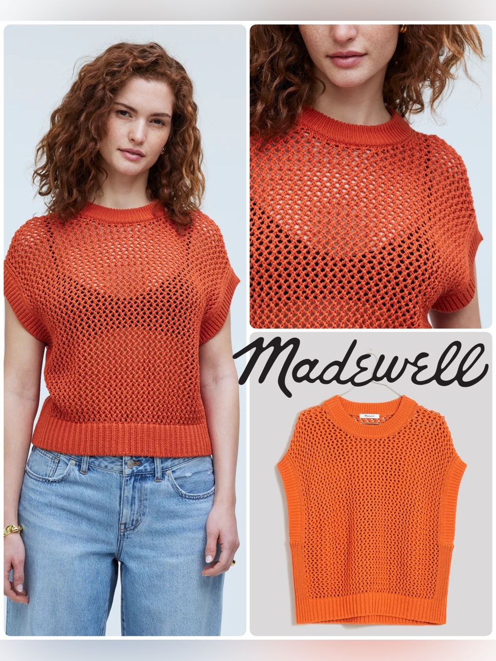 🆕 Madewell Open-Stitch Sweater Tee in Dark Copper